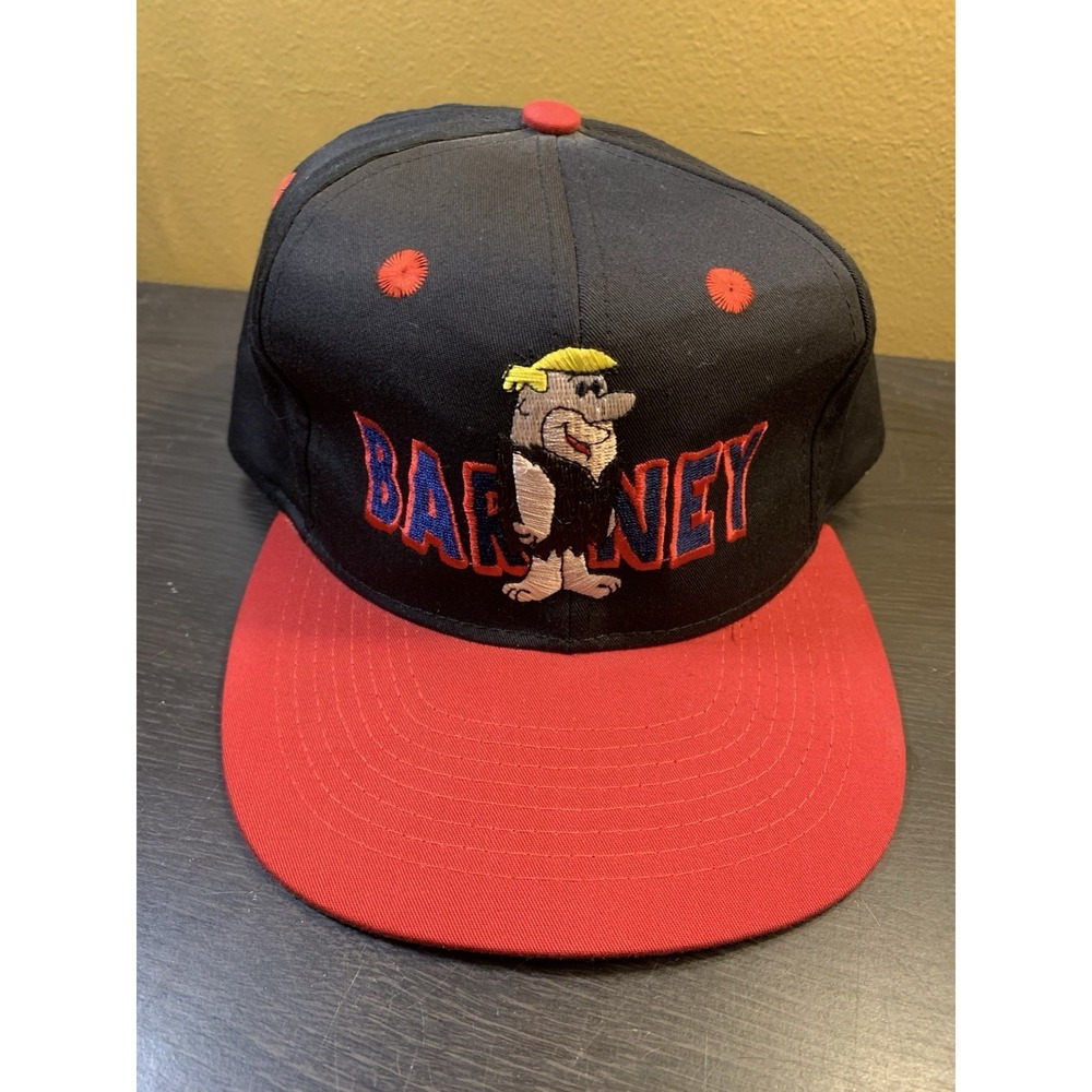 Vintage 1993 BARNEY RUBBLE Flintstones Hanna-Barbera Annco Black Snapback Hat